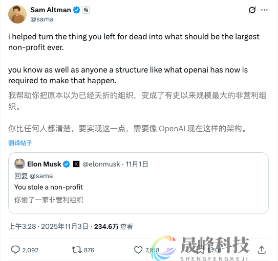 又撕破脸！马斯克与奥尔特曼的旧怨新火-市场参考-晟峰科技数据(图2)