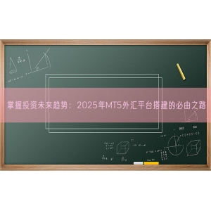 掌握投资未来趋势：2025年MT5外汇平台搭建的必由之路